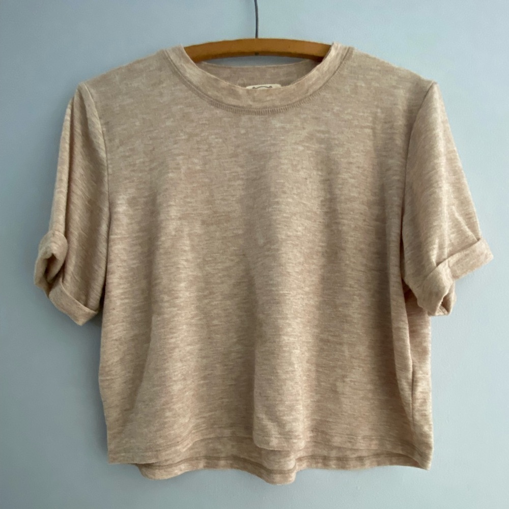 Joyfolie Mia Joy beige slub crop top size 14